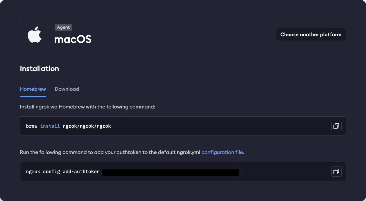 Configure an ngrok tunnel on macOS