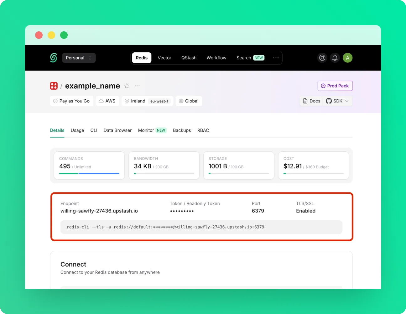 Upstash Redis credentials in n8n
