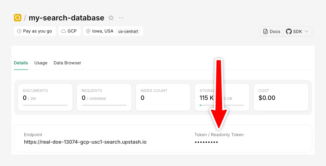 Read-only token for the Search API