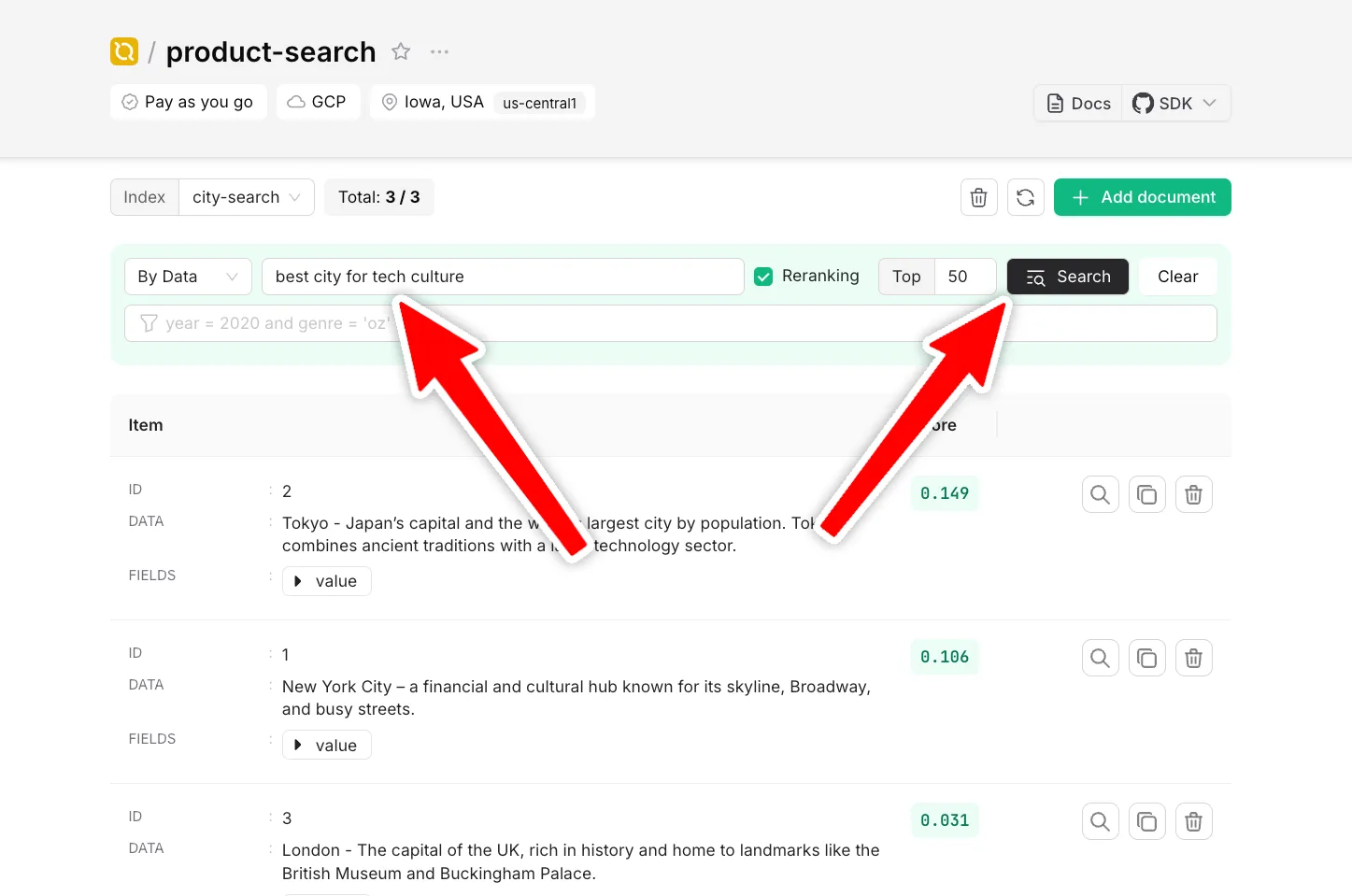 Run the first Search query
