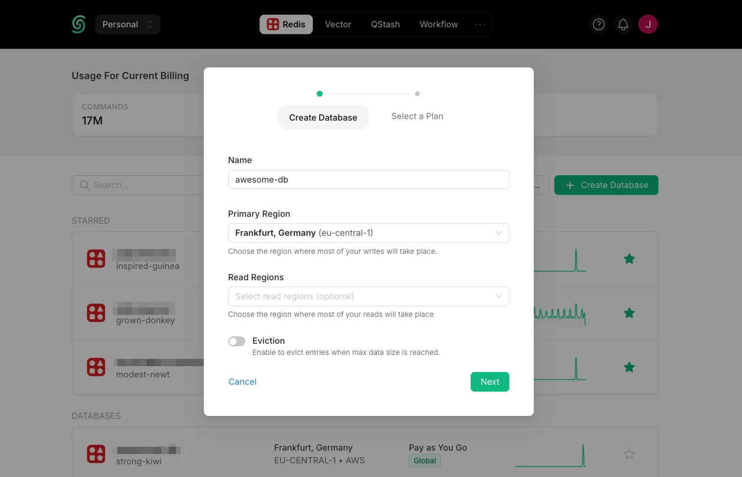 Create a Global Redis database