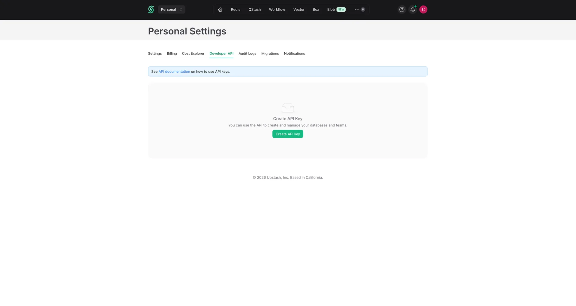 Developer API key list