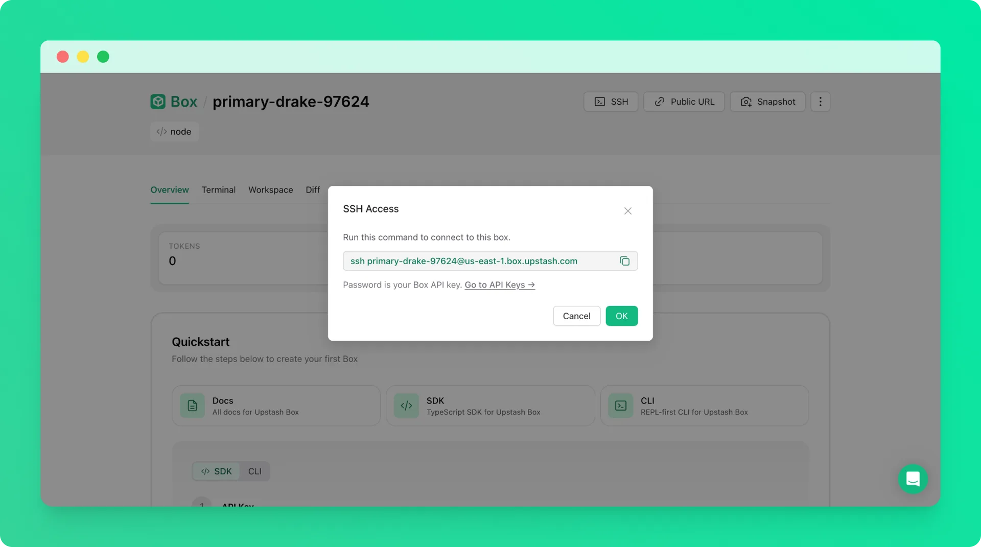 SSH connection to the Hermes Box
