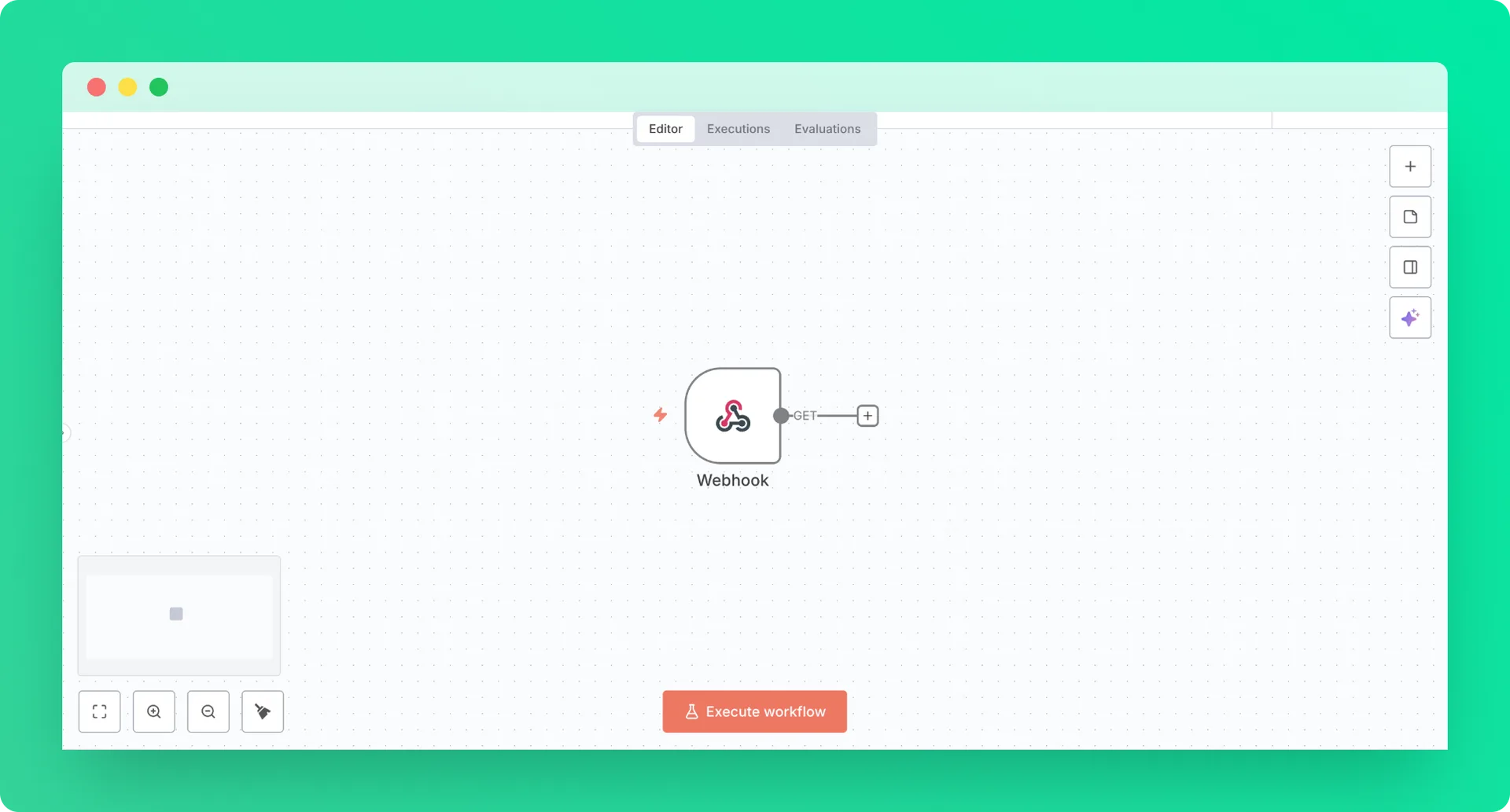 Webhook node in an n8n workflow