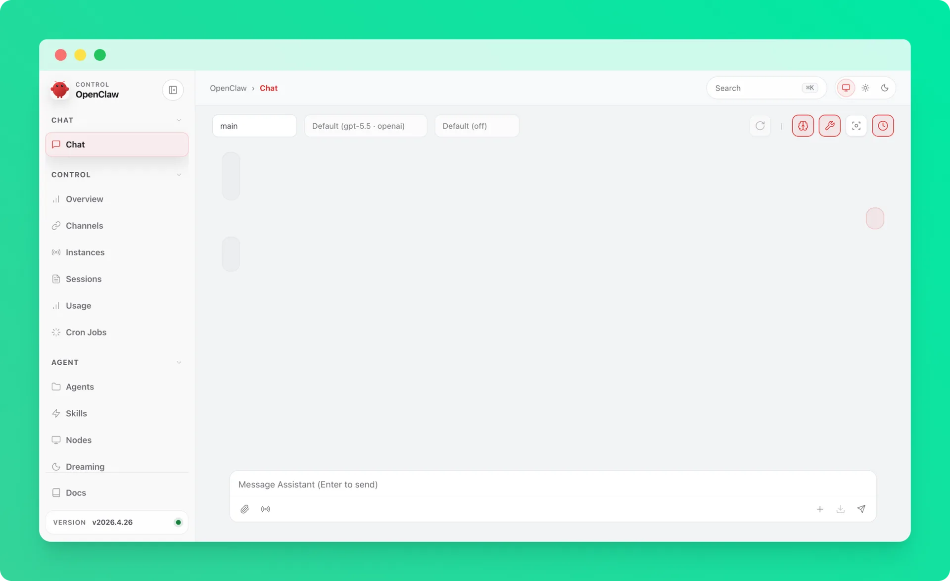 OpenClaw dashboard running on an Upstash Box