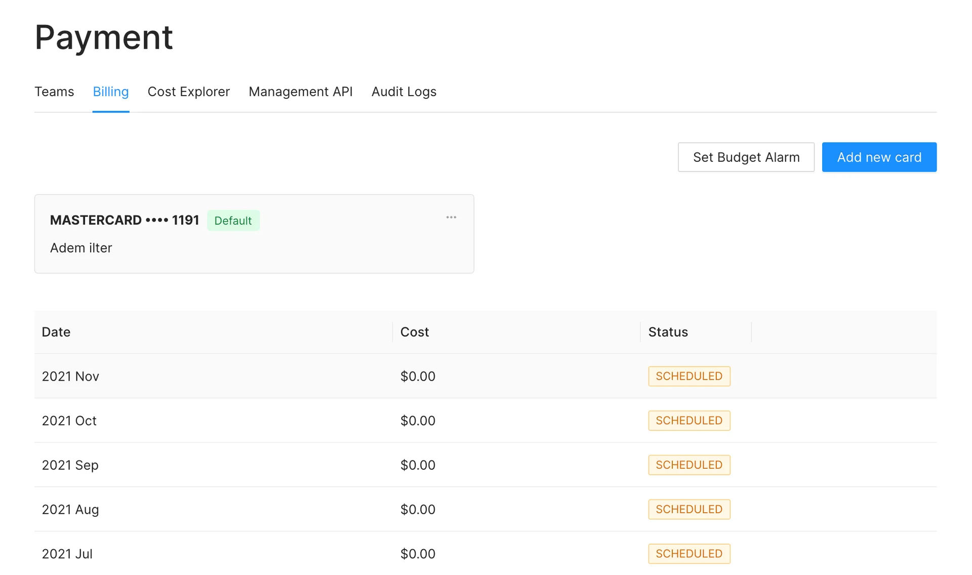 Payment history