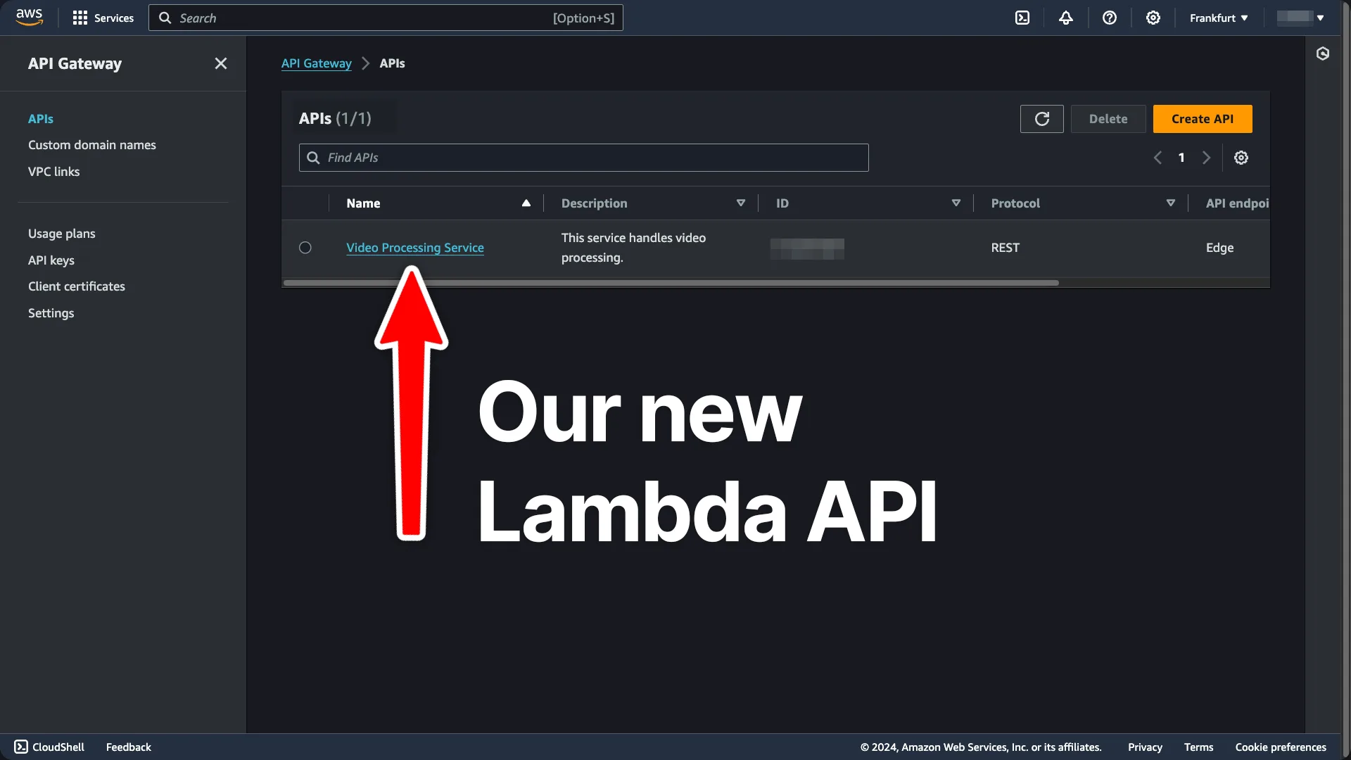 API Gateway trigger for the Lambda function
