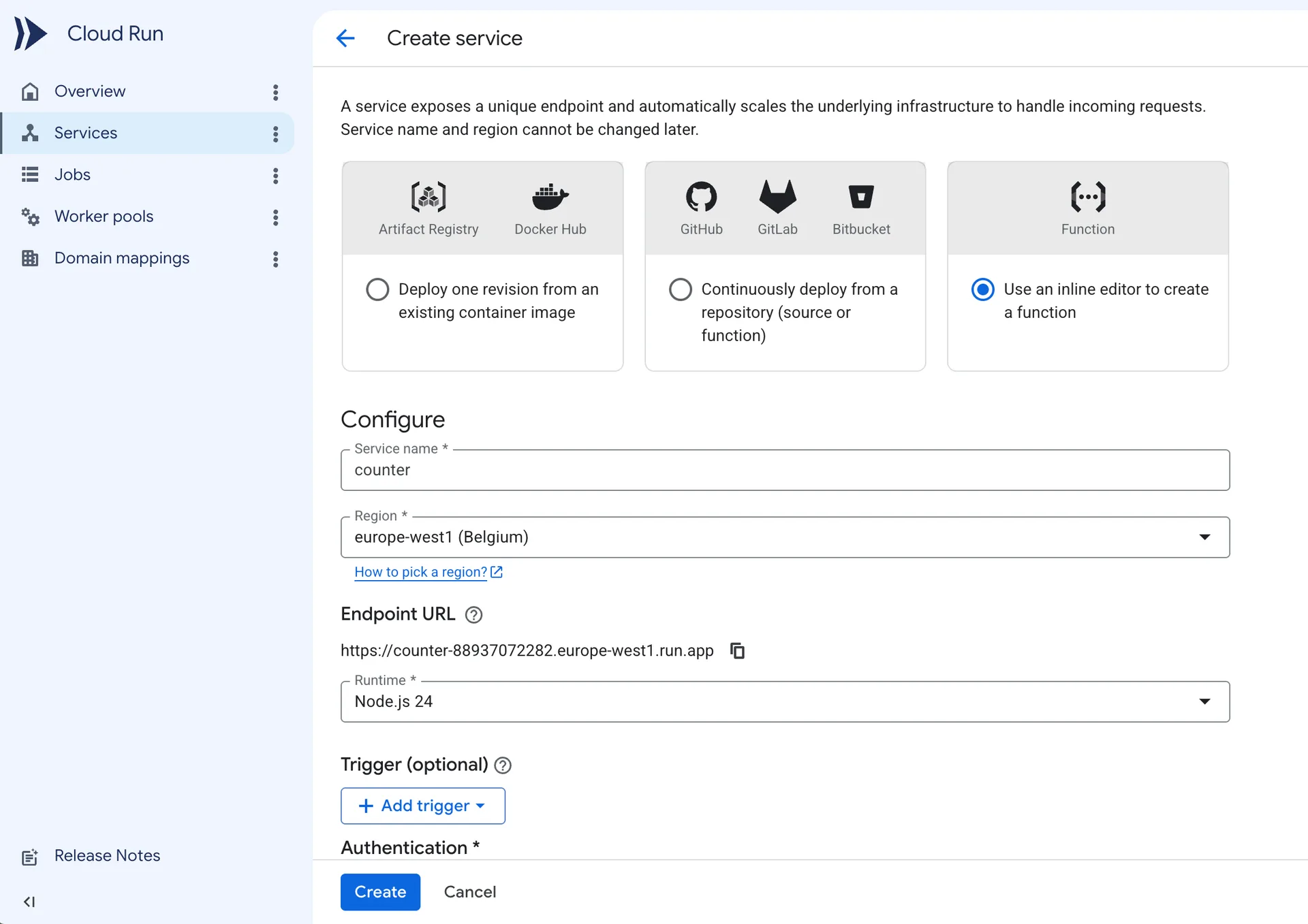 Create a Google Cloud Run function