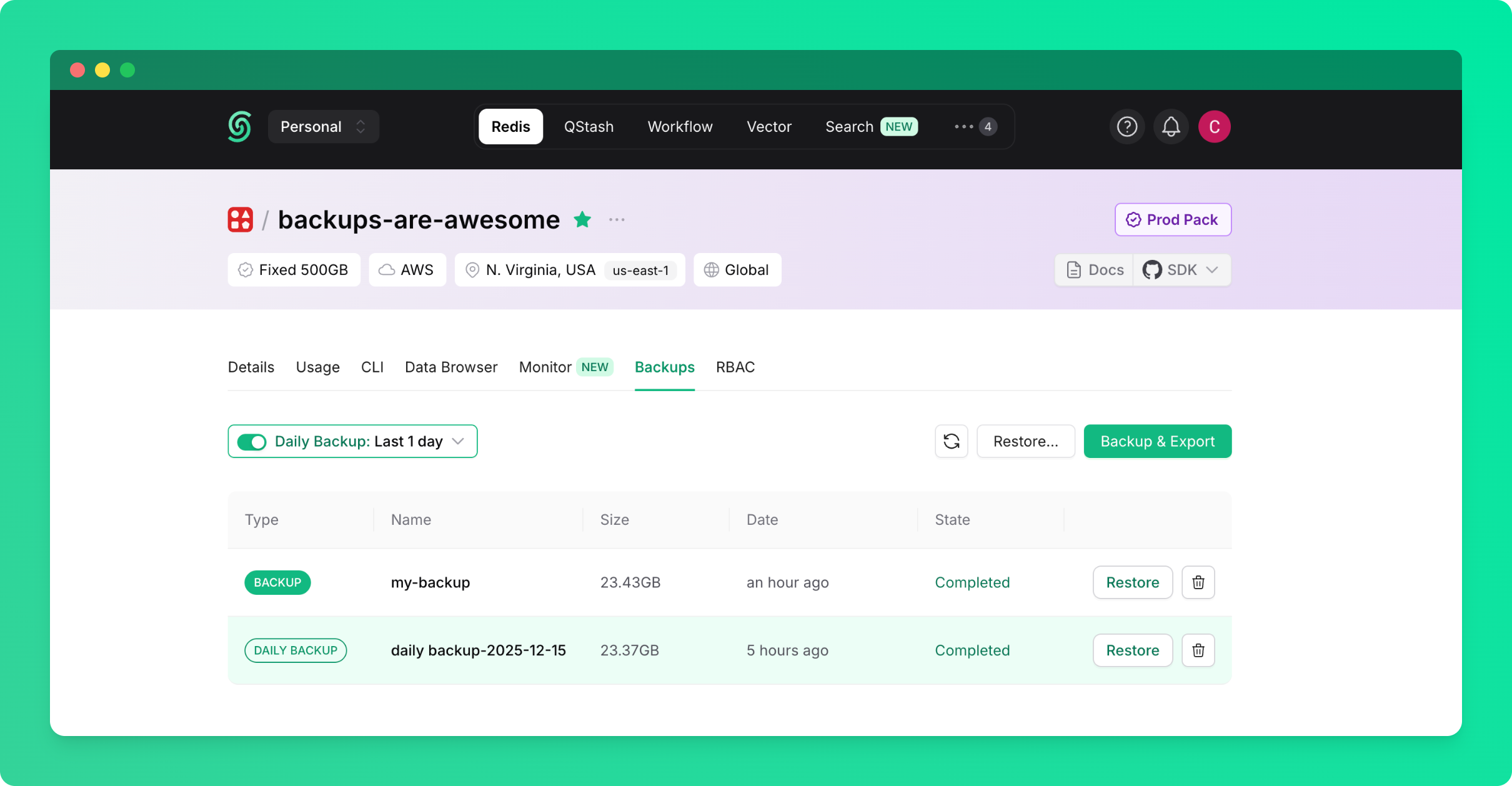 Enable daily Redis backups
