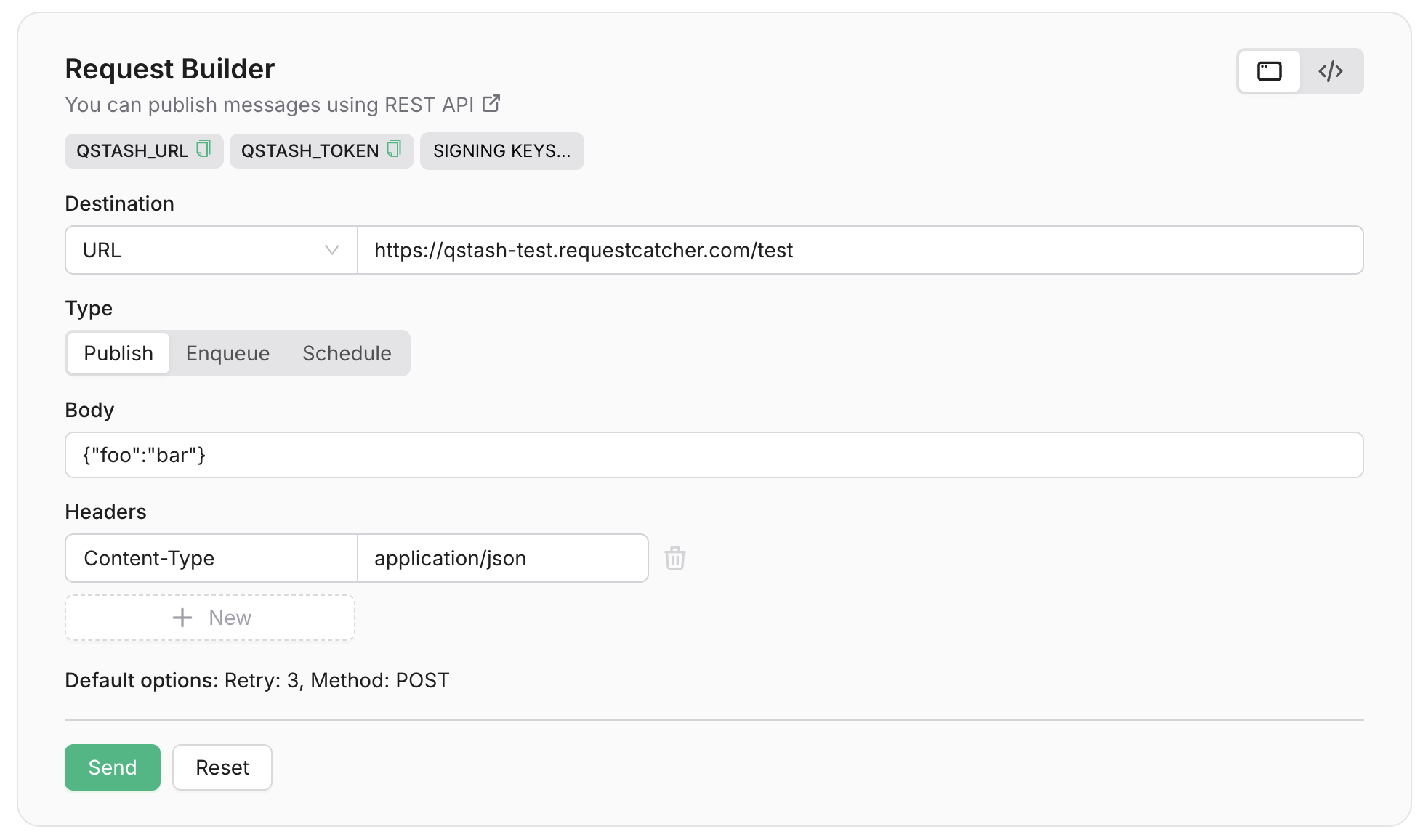 Send a message via the Upstash Console